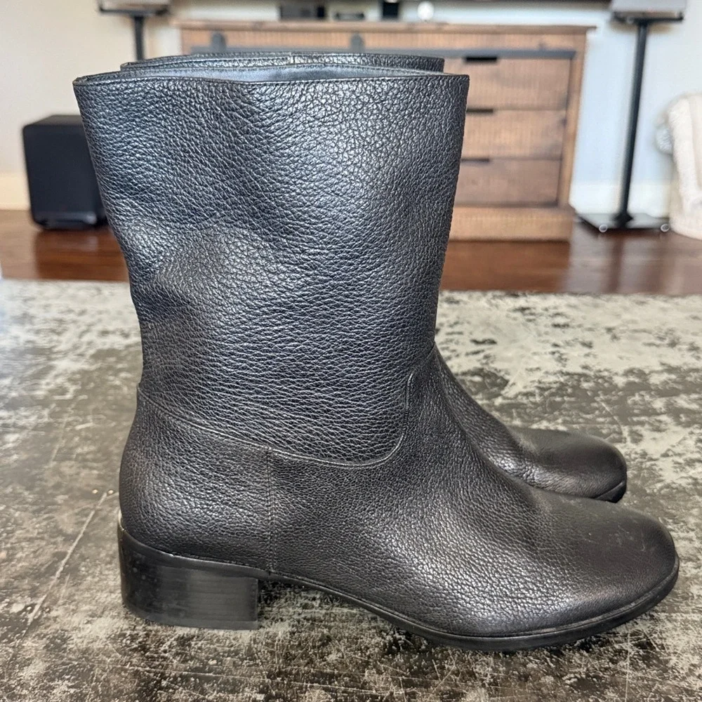 Michael Kors Black Pebbled Leather Ankle Mid Calf Boots Size 9.5